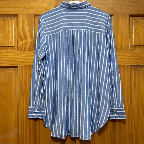 Loft Blue/White Striped Blouse Size Medium NWT - Picture 3 of 9